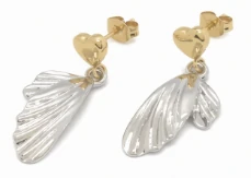 Aros de acero quirurgico corazon y alas bicolor 20mm